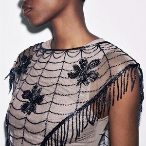 Elegant Beaded Cape Top Zara